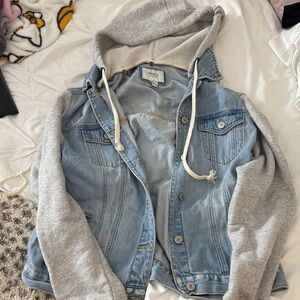 Forever 21 Light Blue Denim Jacket with Gray Hood